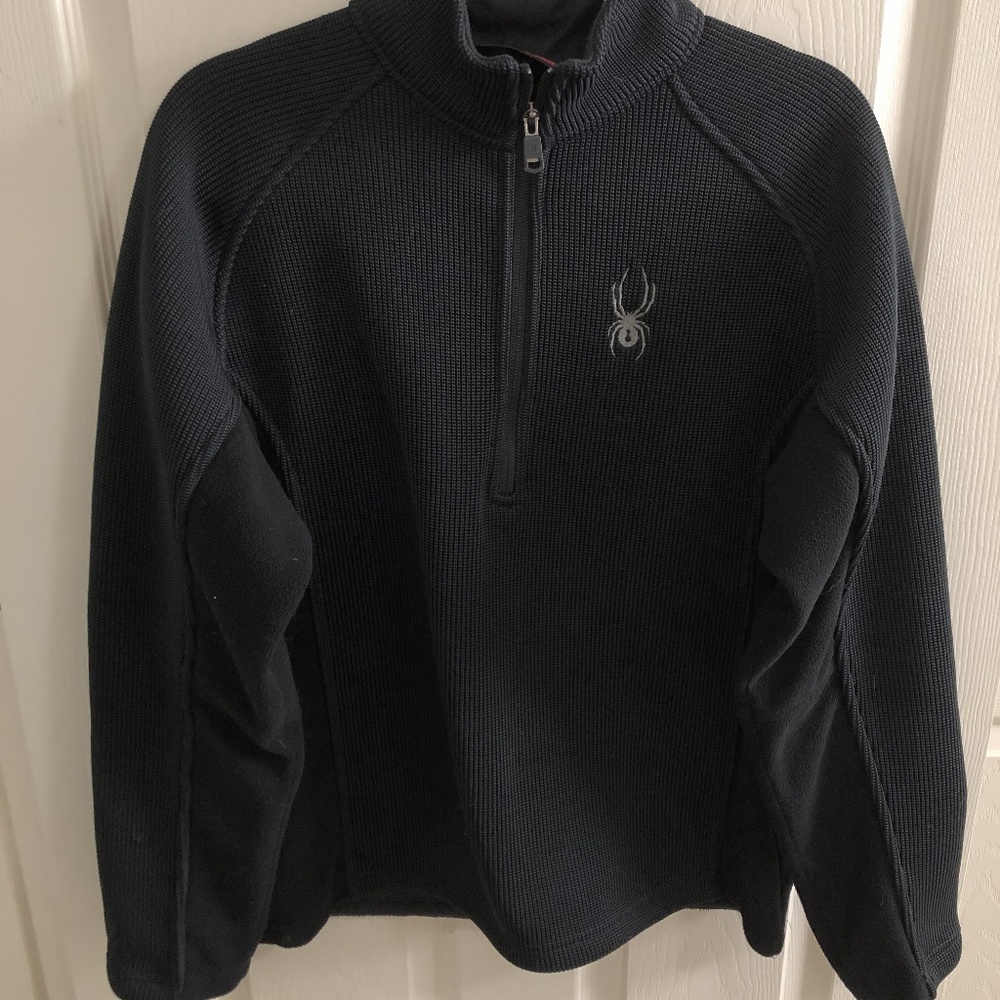 Mens Spyder Black 1/2 Zip Pull overJacket